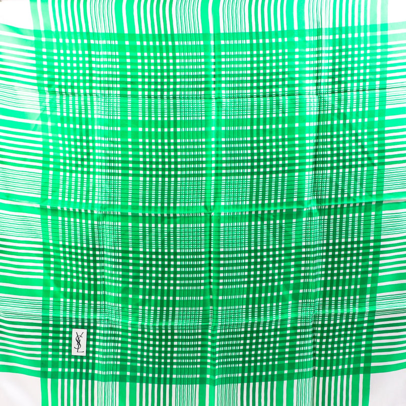 Buy an authentic Saint Laurent Carré Green Silk Scarf in very good condition at Labellov in Antwerp.