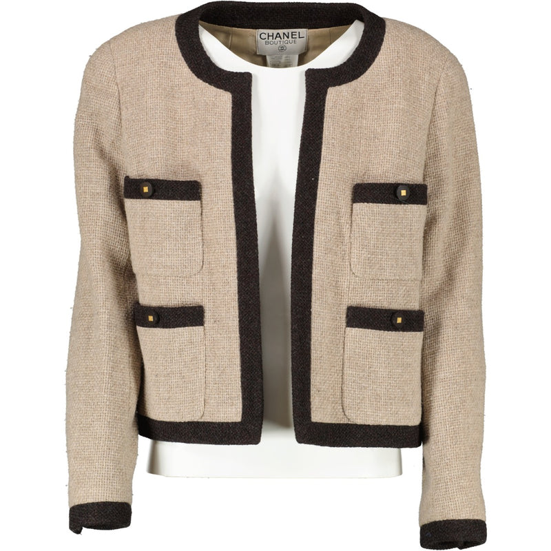 Shop authentic second hand vintage Chanel Autumn 1996 Beige Tweed Jacket at Labellov
