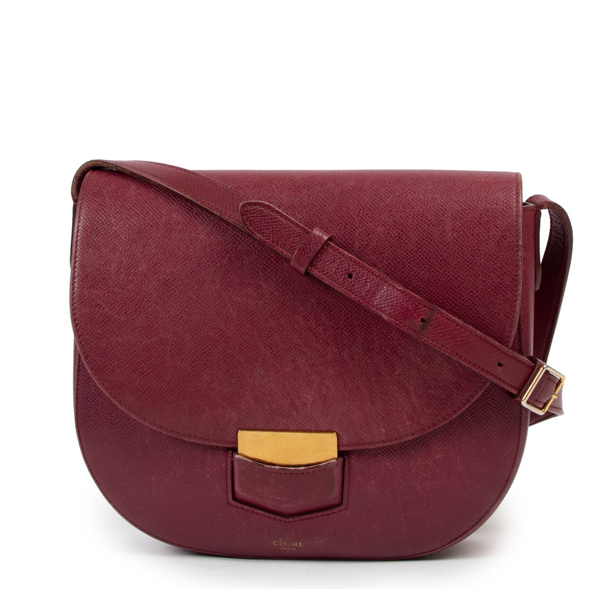 Buy an authentic second hand Celine Trotteur Burgundy Crossbody in good condition at Labellov