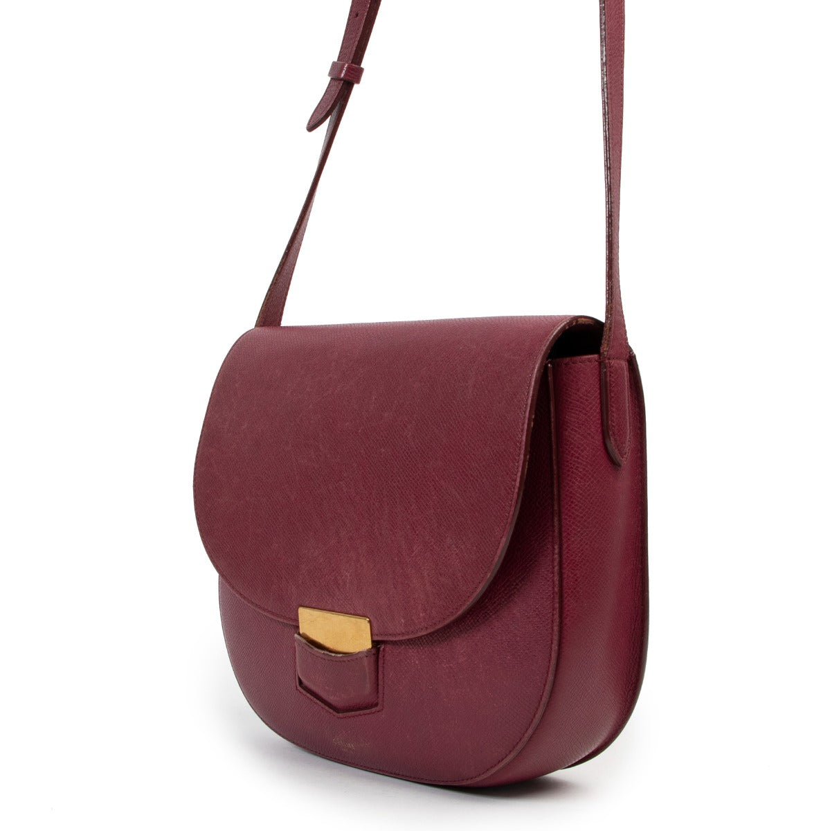 Buy an authentic second hand Celine Trotteur Burgundy Crossbody in good condition at Labellov