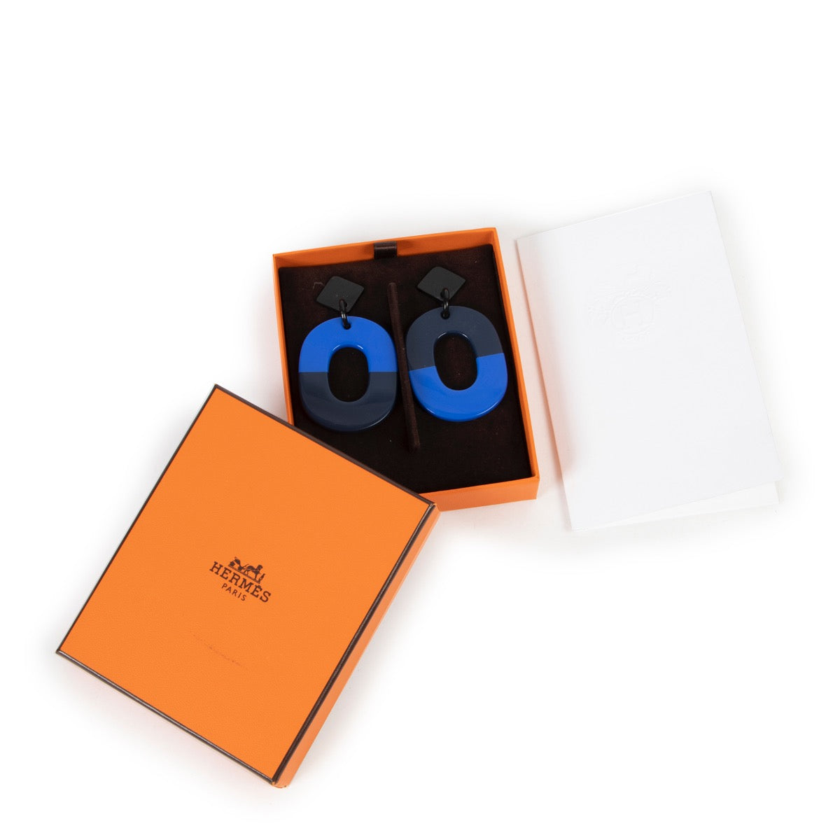 Shop safe online at Labellov in Antwerp this 100% authentic second hand Hermès Blue Acetate Earrings