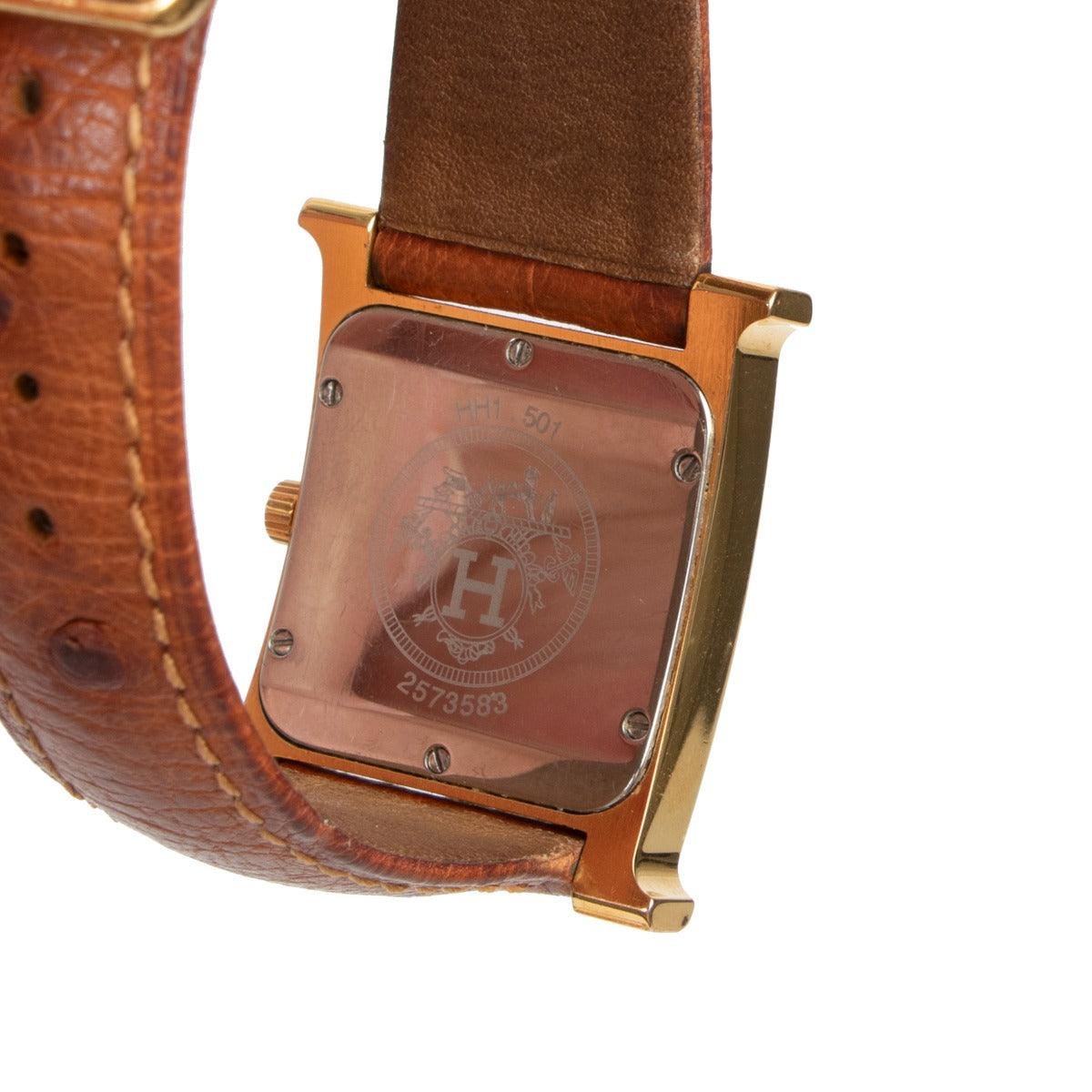 Shop authentic second hand luxury watch Hermès Heure H Medium Ostrich Strap Gold-plated Watch at Labellov