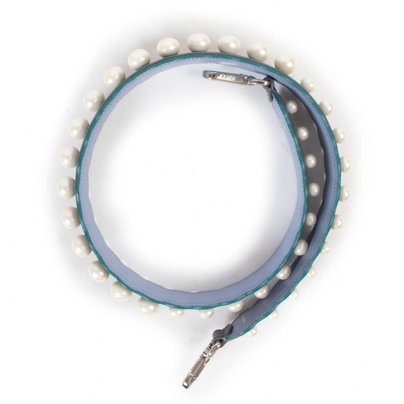 Shop authentic second hand luxury designer Fendi Blue Strap You Faux Pearl Leather Bag Strap at Labellov