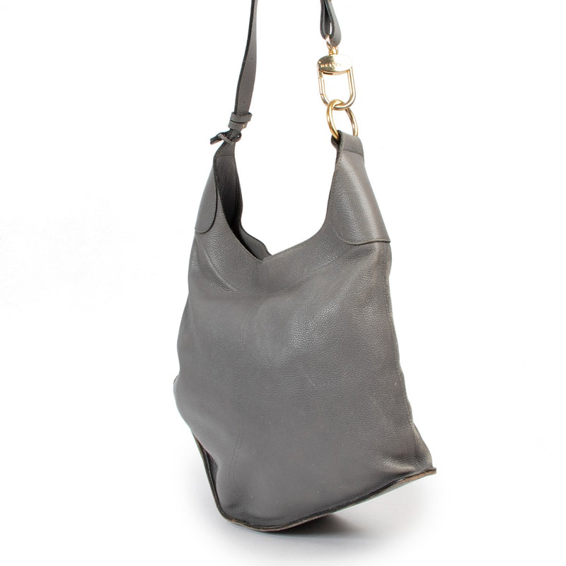 Buy an authentic second hand Delvaux Niagara Grey Leather Satan Shoulder Bag in pre-loved condition at Labellov