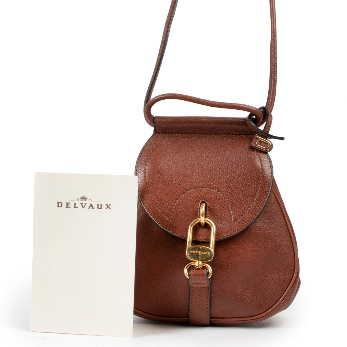 Buy an authentic second hand Delvaux Mini Cerceau Brown Leather Crossbody in very good condition at Labellov