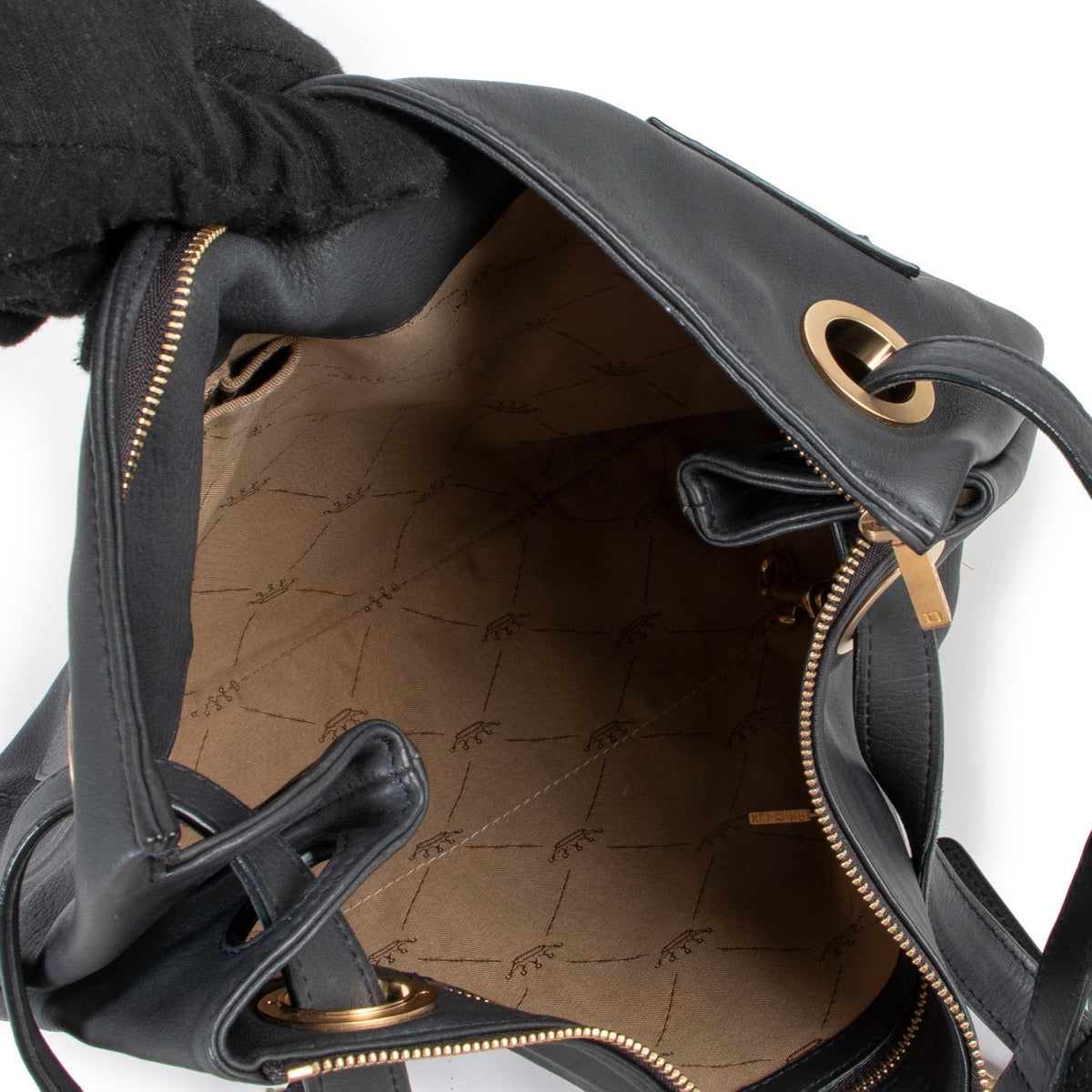 Delvaux Petrol Stud Leather Shoulder Bag
