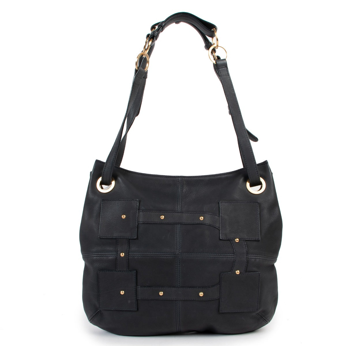Shop authentic second hand vintage designer Delvaux Petrol Stud Leather Shoulder Bag at Labellov