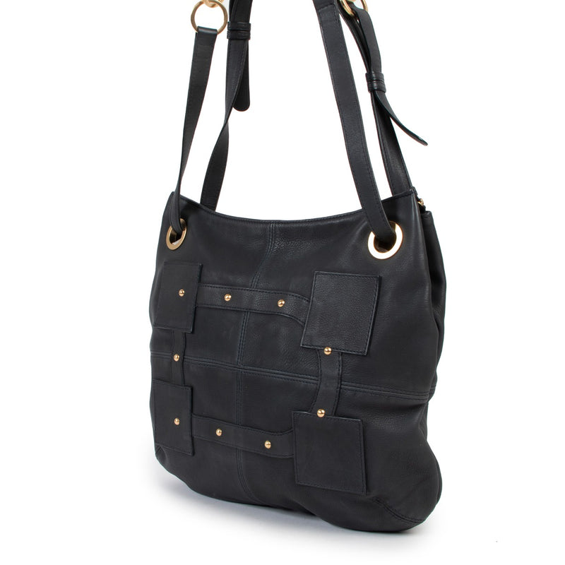 Shop authentic second hand vintage designer Delvaux Petrol Stud Leather Shoulder Bag at Labellov