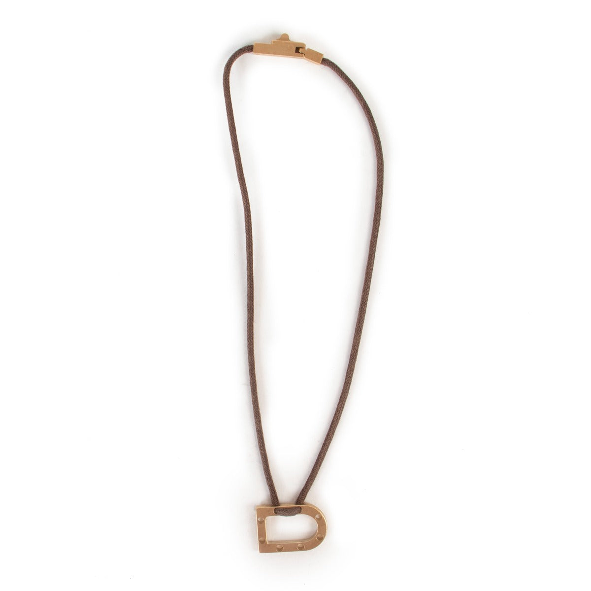 Shop authentic second hand vintage luxury designer fashion Delvaux Pale Gold D Pendant Necklace at Labellov