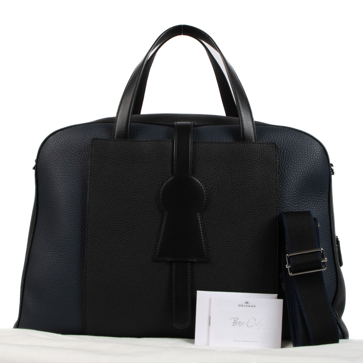 Delvaux Navy/Black Taurillon Soft Magritte D-Off Travel Bag