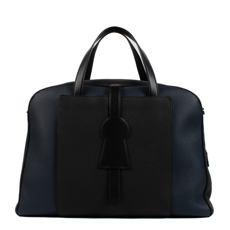 Delvaux Navy/Black Taurillon Soft Magritte D-Off Travel Bag
