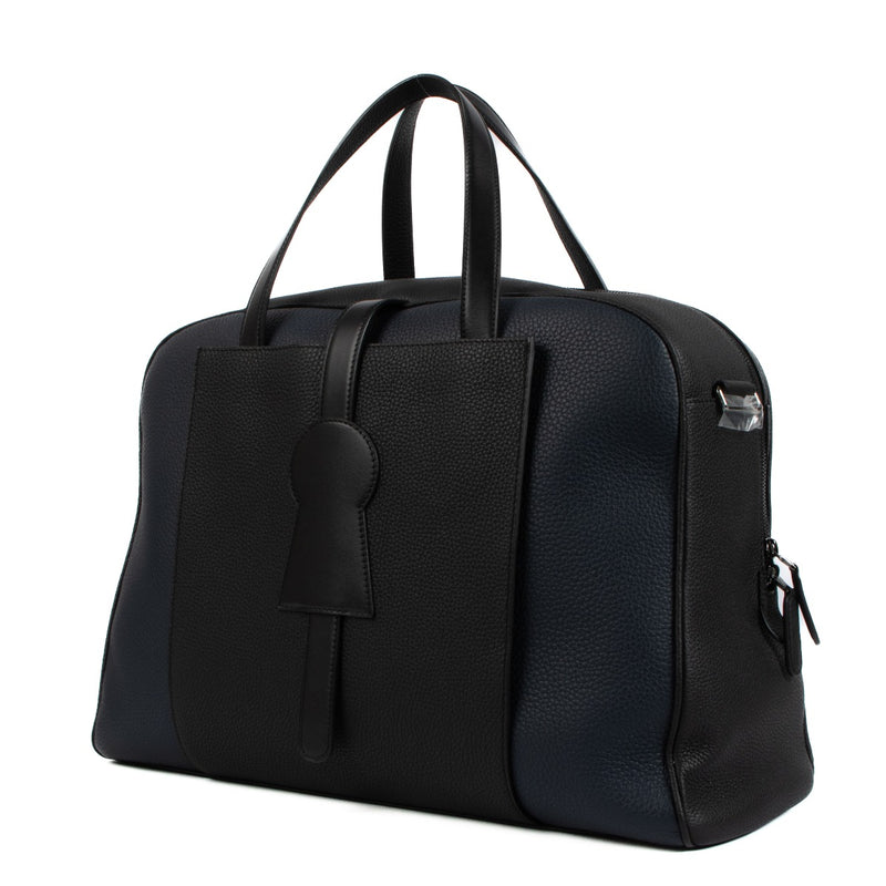 Delvaux Navy/Black Taurillon Soft Magritte D-Off Travel Bag
