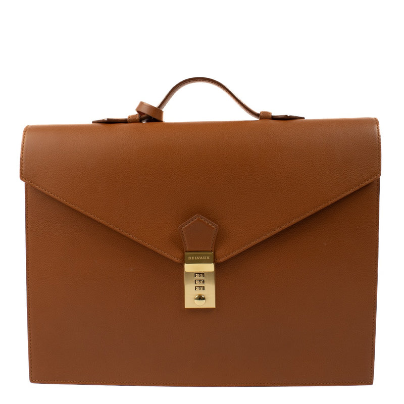 shop 100% authentic second hand Delvaux Cognac Leather Consulat Briefcase on Labellov.com
