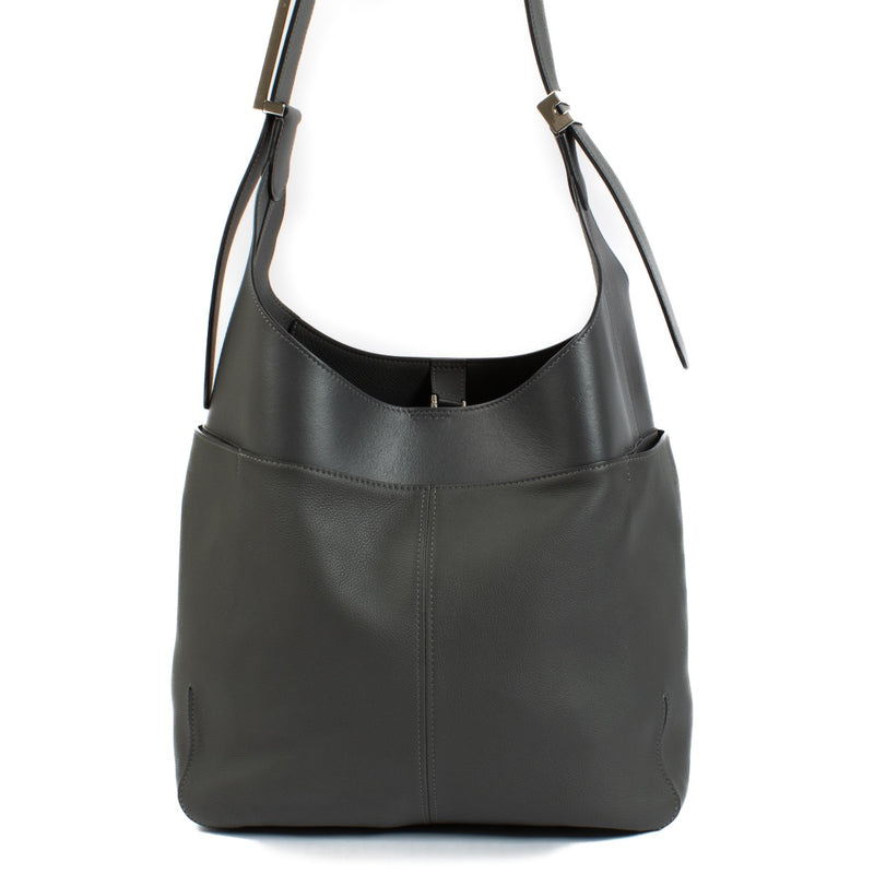 Buy authentic second hand Delvaux Smoke Grey Leather So Cool MM Jumping Calf at Labellov.com