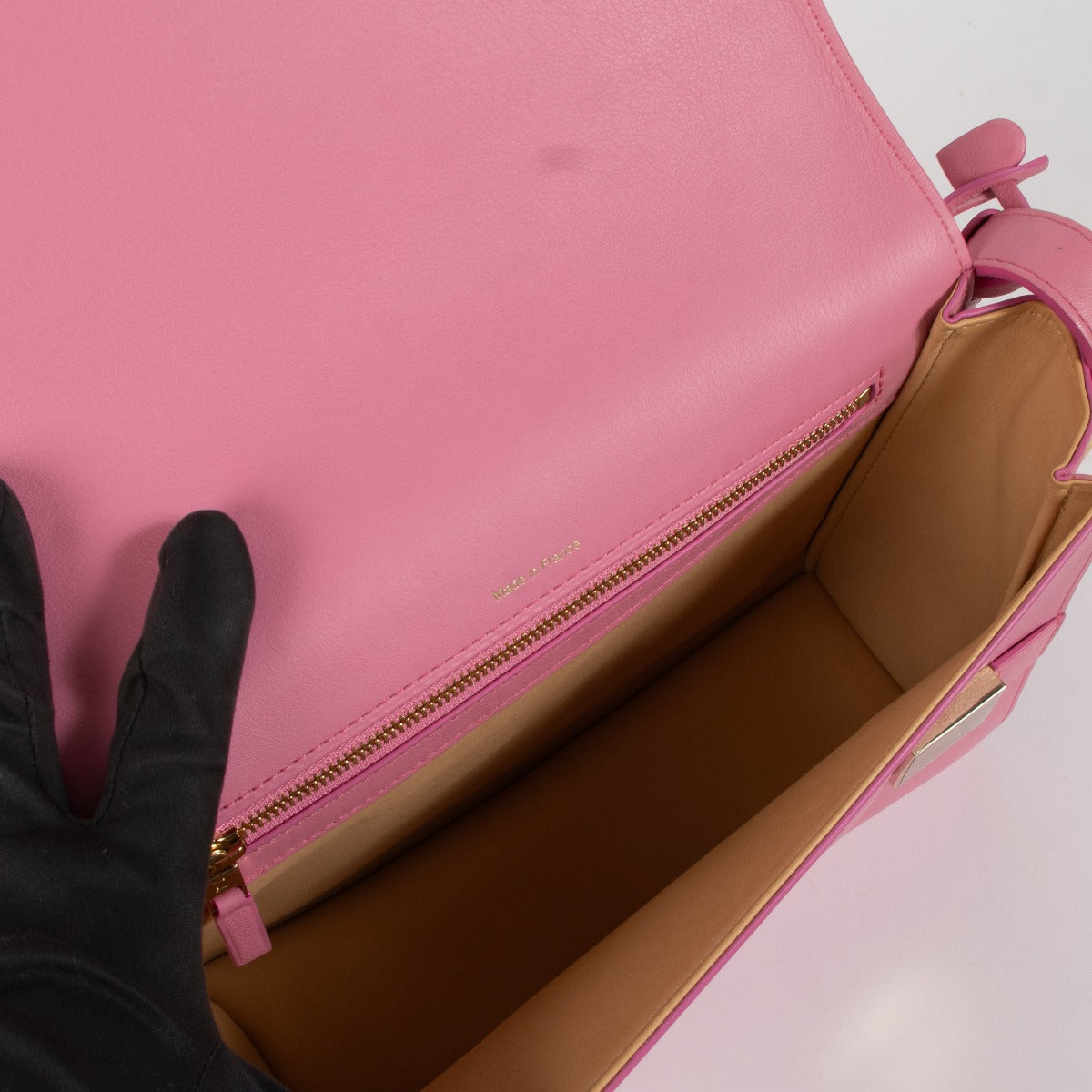 *niet online* Delvaux Flamingo Leather Galuchat Madame Crossbody Bag