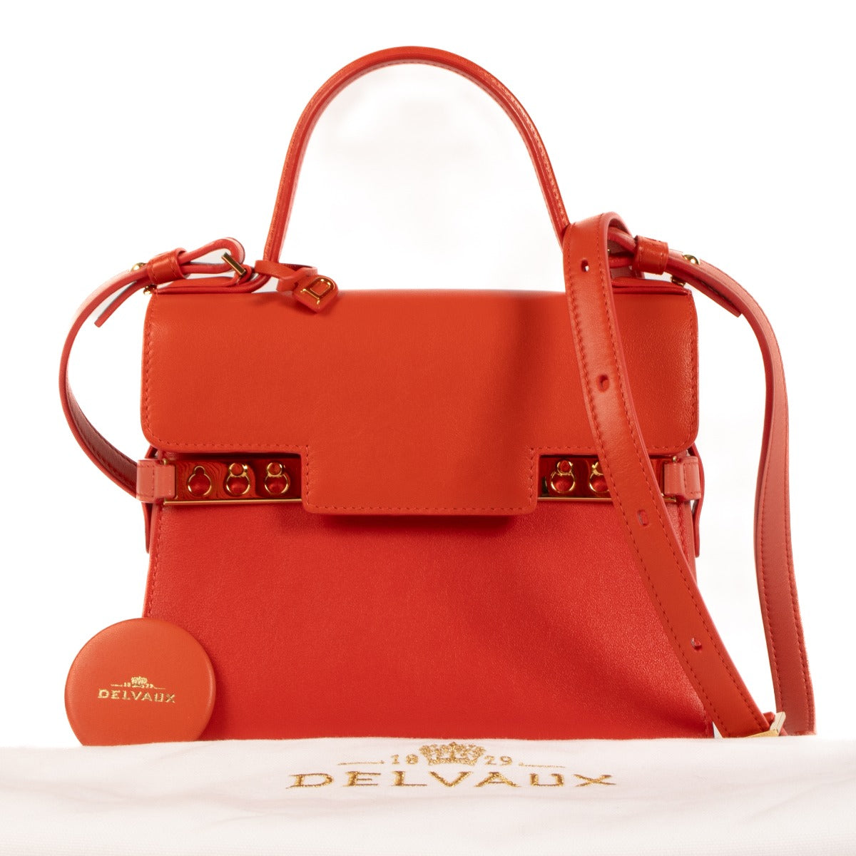 Delvaux Red Bi-color Silky Calf Tempête PM Bag