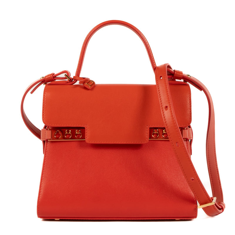 Delvaux Red Bi-color Silky Calf Tempête PM Bag