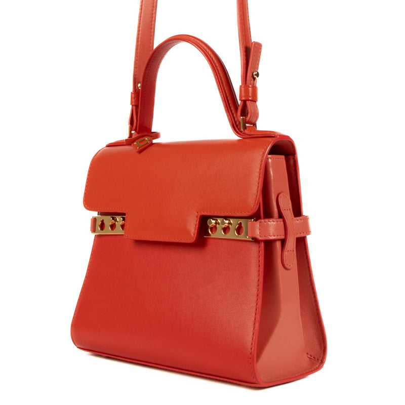 Delvaux Rode Bi-Color Silky Calf Tempête PM Tas