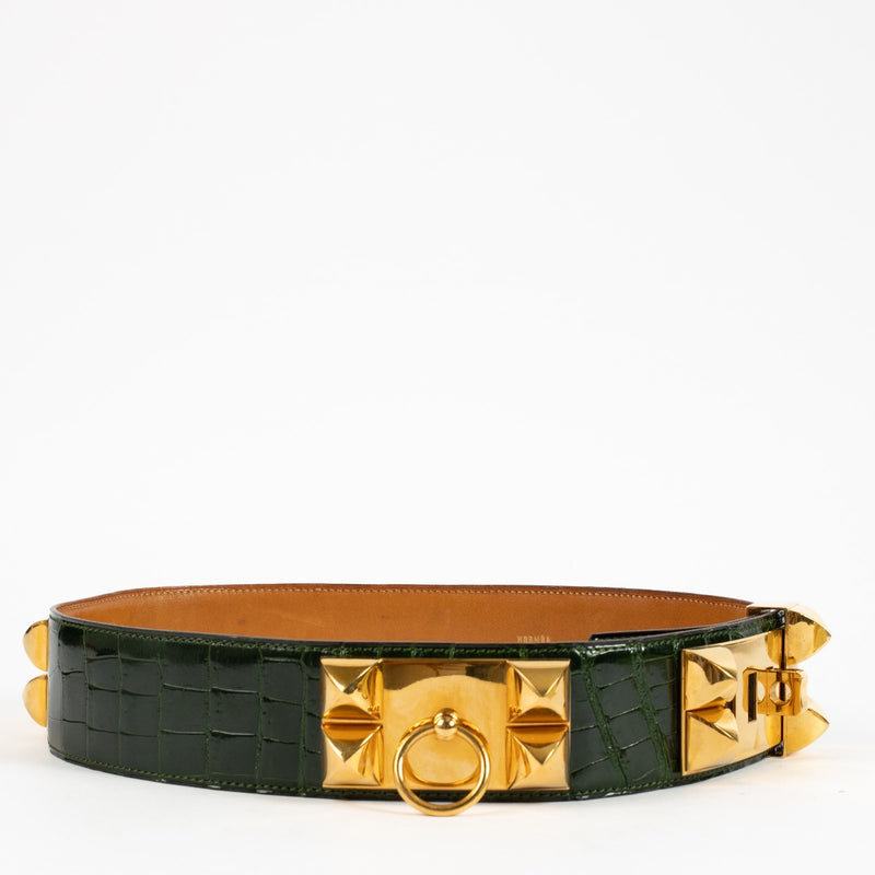 shop 100% authentic second hand Hermès Green Shiny Alligator Collier De Chien Belt - Size 75 on Labellov.com