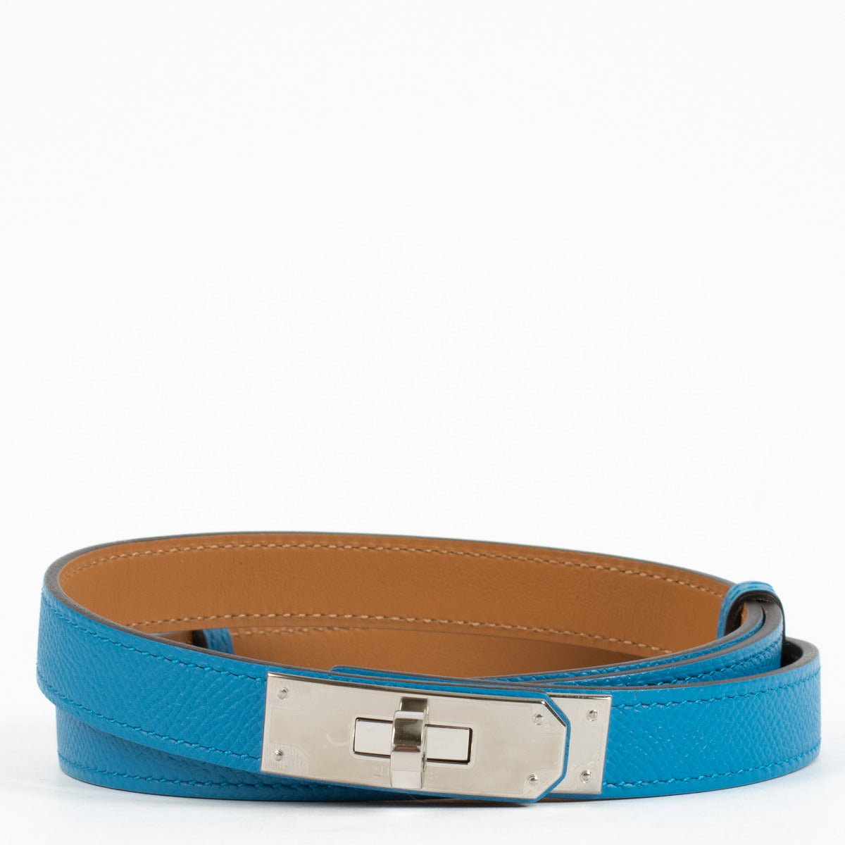 Hermès Kelly 18 Bleu Zanzibar Belt PHW