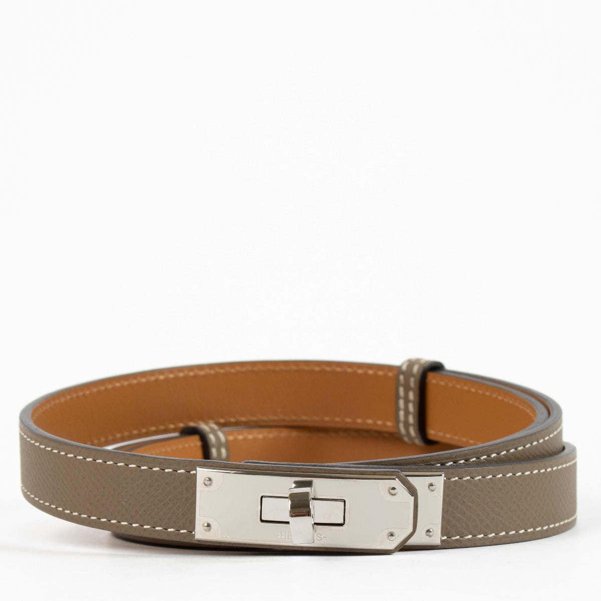Hermès Kelly 18 Etoupe Epsom Belt PHW