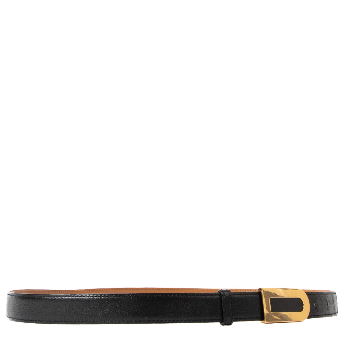 Ceinture Delvaux D en cuir noir – Taille 95