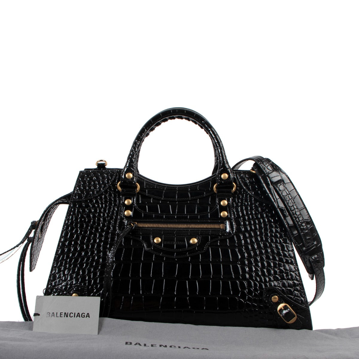 Shop authentic second hand Balenciaga Neo Classic Crocodile Embossed Handbag at Labellov