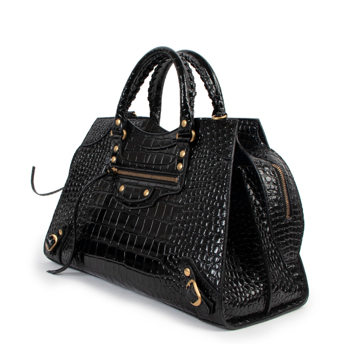 Balenciaga Neo Classic Crocodile Embossed Handbag