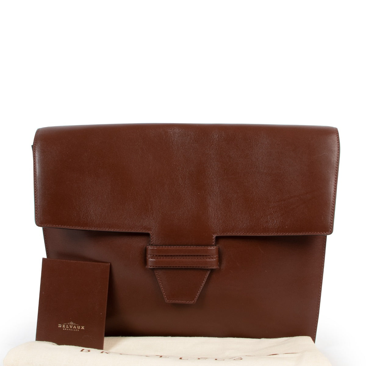 Shop authentic second hand Delvaux Brown Flap Leather Clutch at Labellov