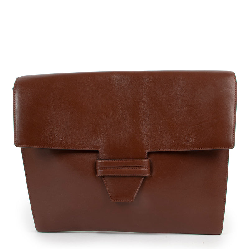 Delvaux Brown Flap Leather Clutch
