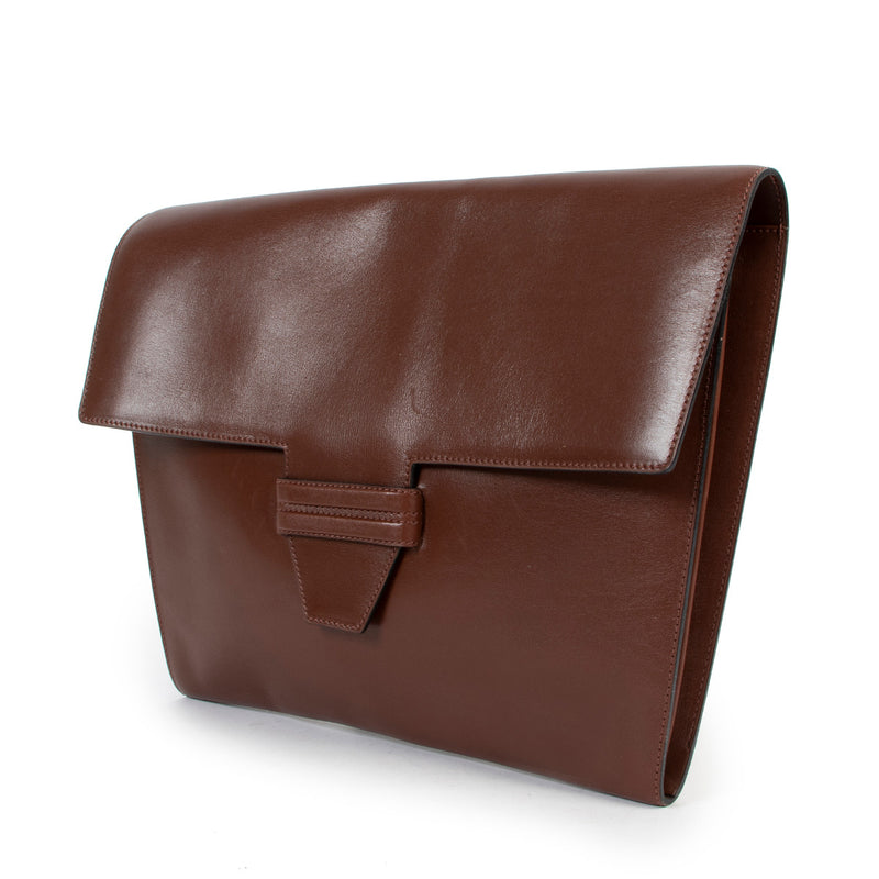 Delvaux Bruine Leren Clutch met Overslag