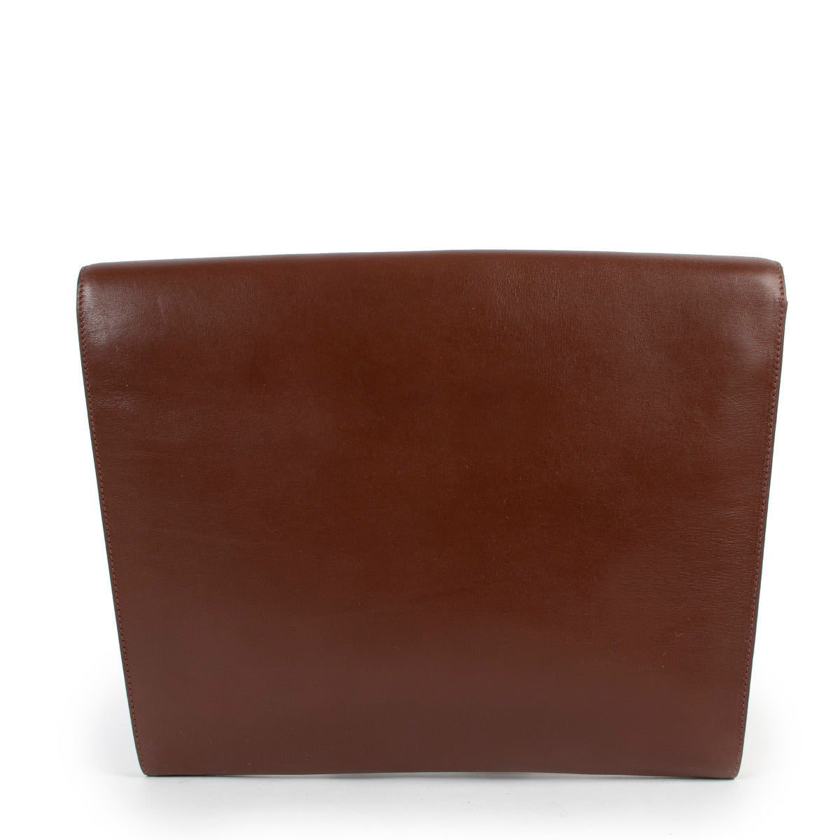 Pochette Delvaux marron en cuir à rabat