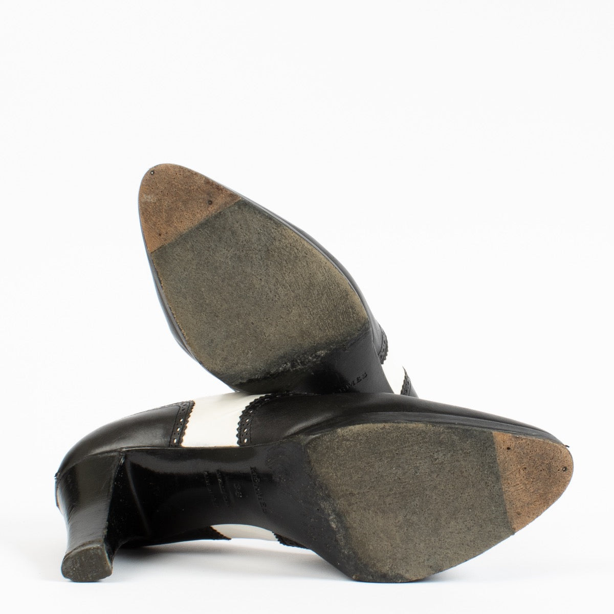shop 100% authentic second hand Hermès Black Brogue Pumps - Size 38 on Labellov.com
