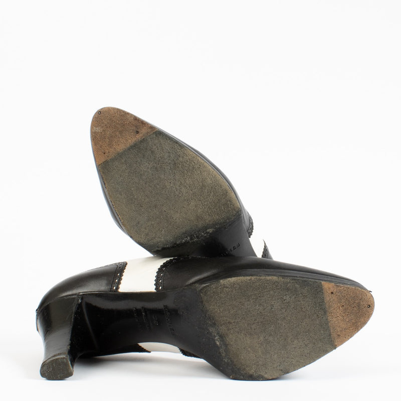 shop 100% authentic second hand Hermès Black Brogue Pumps - Size 38 on Labellov.com