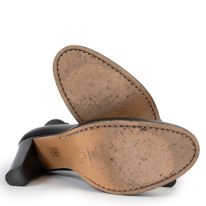 A.F. Vandevorst Black Leather Strap Heels - Size 37.5