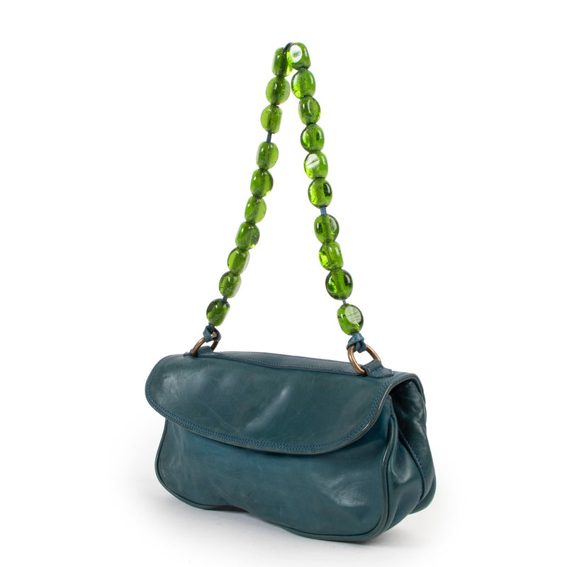 Dries Van Noten Teal Beaded Handel Mini Shoulder Bag