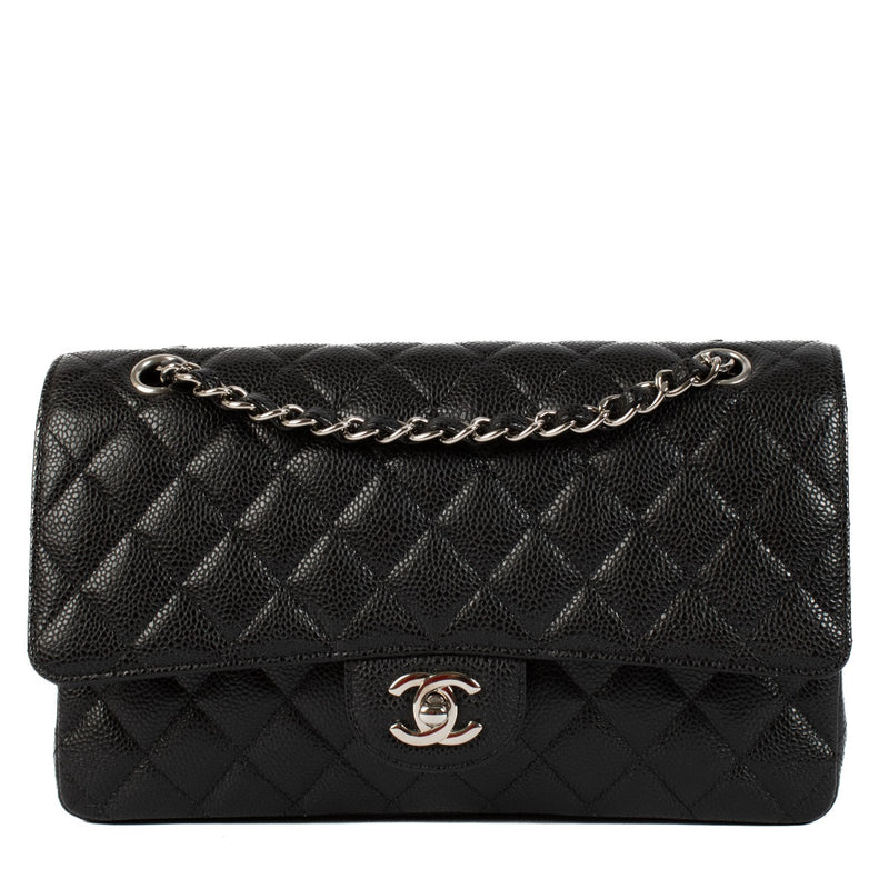 Shop safe online at Labellov in Antwerp, Brussels and Knokke this 100% authentic second hand Chanel Black Caviar Medium Classic Flap Bag