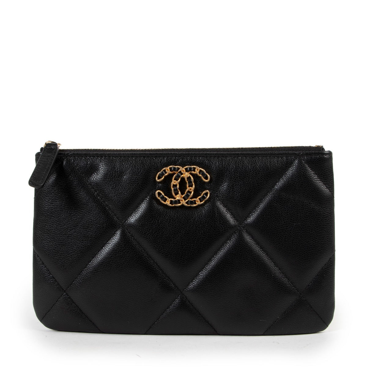 Chanel 19 Black Grained Calfskin Pouch