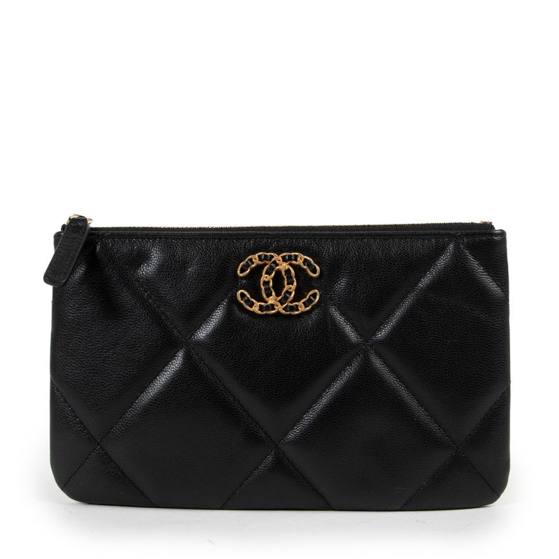 Chanel 19 Black Grained Calfskin Pouch