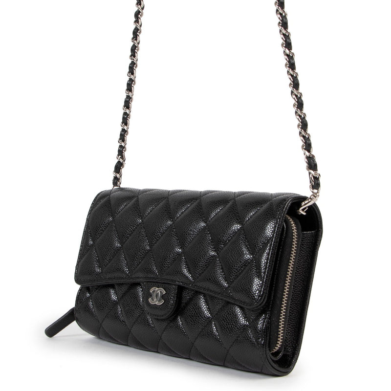Shop authentic second hand Chanel Black Caviar Wallet On Chain at Labellov for the best price