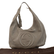 Shop safe online at Labellov in Antwerp, Brussels and Knokke this 100% authentic second hand Gucci Grey Pebbled Leather Soho Hobo Bag