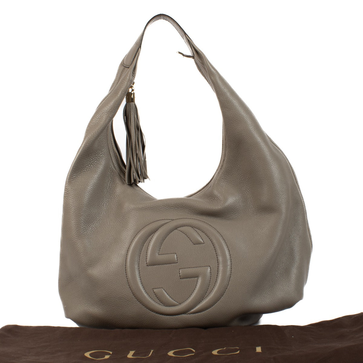 Gucci Grey Pebbled Leather Soho Hobo Bag