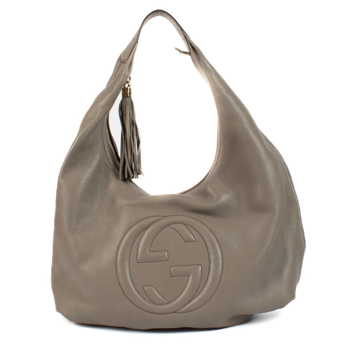 Gucci Grey Pebbled Leather Soho Hobo Bag