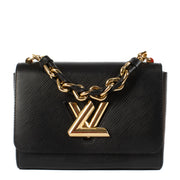 Shop safe online at Labellov in Antwerp, Brussels and Knokke this 100% authentic second hand Louis Vuitton Black Epi Leather Twist MM Top Handle Bag