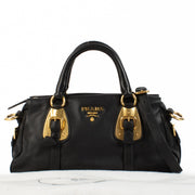 Shop 100% authentic Prada Black Soft Calf Leather Bauletto Top Handle at Labellov.com.