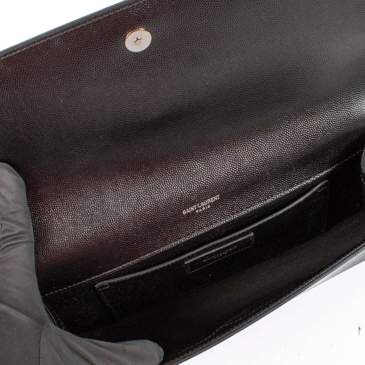 Saint Laurent Black Leather Kate Clutch