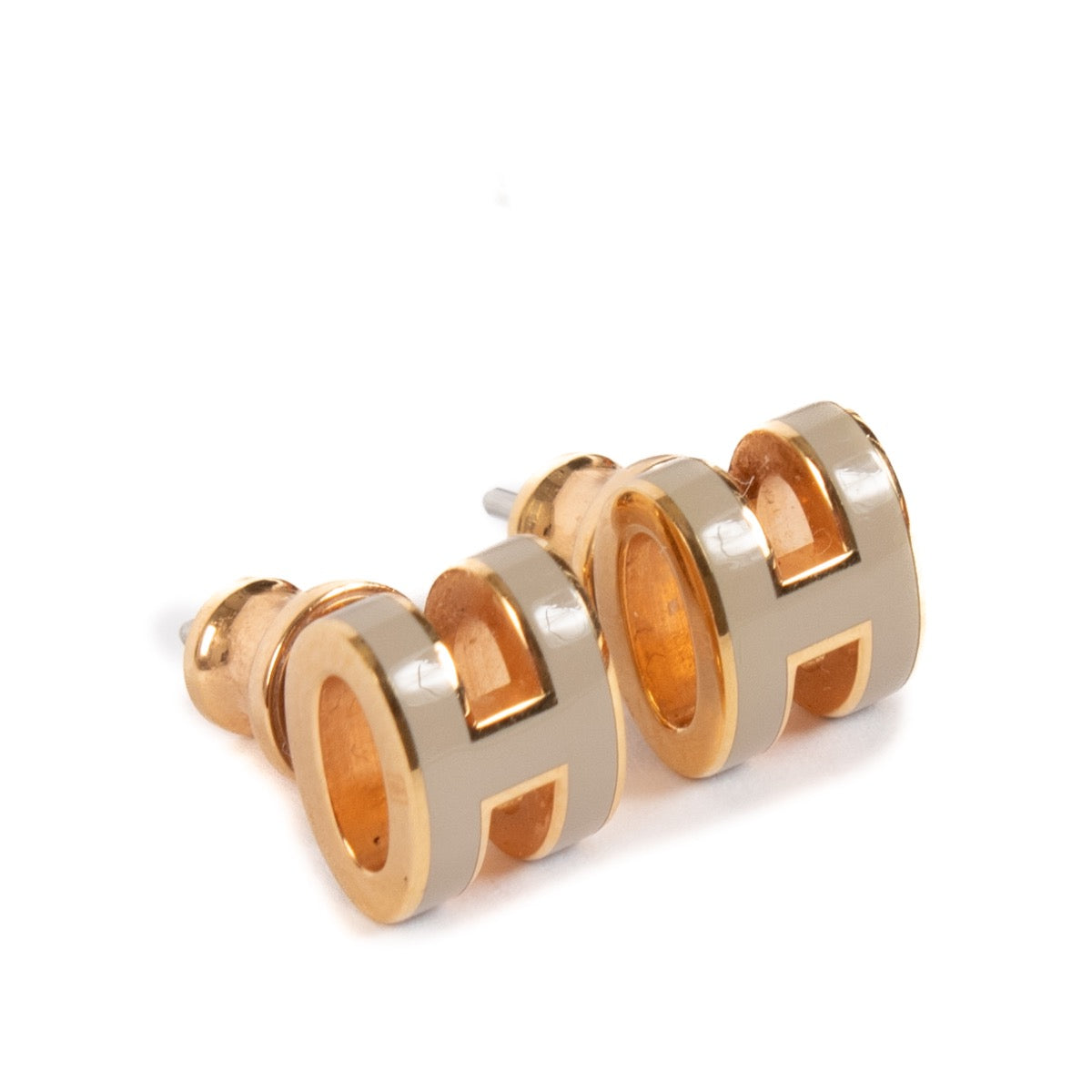 shop 100% authentic second hand Hermès Marron Glacè Mini Pop H Earrings on Labellov.com