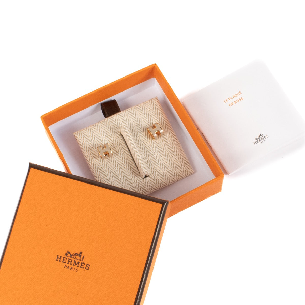 shop 100% authentic second hand Hermès Marron Glacè Mini Pop H Earrings on Labellov.com