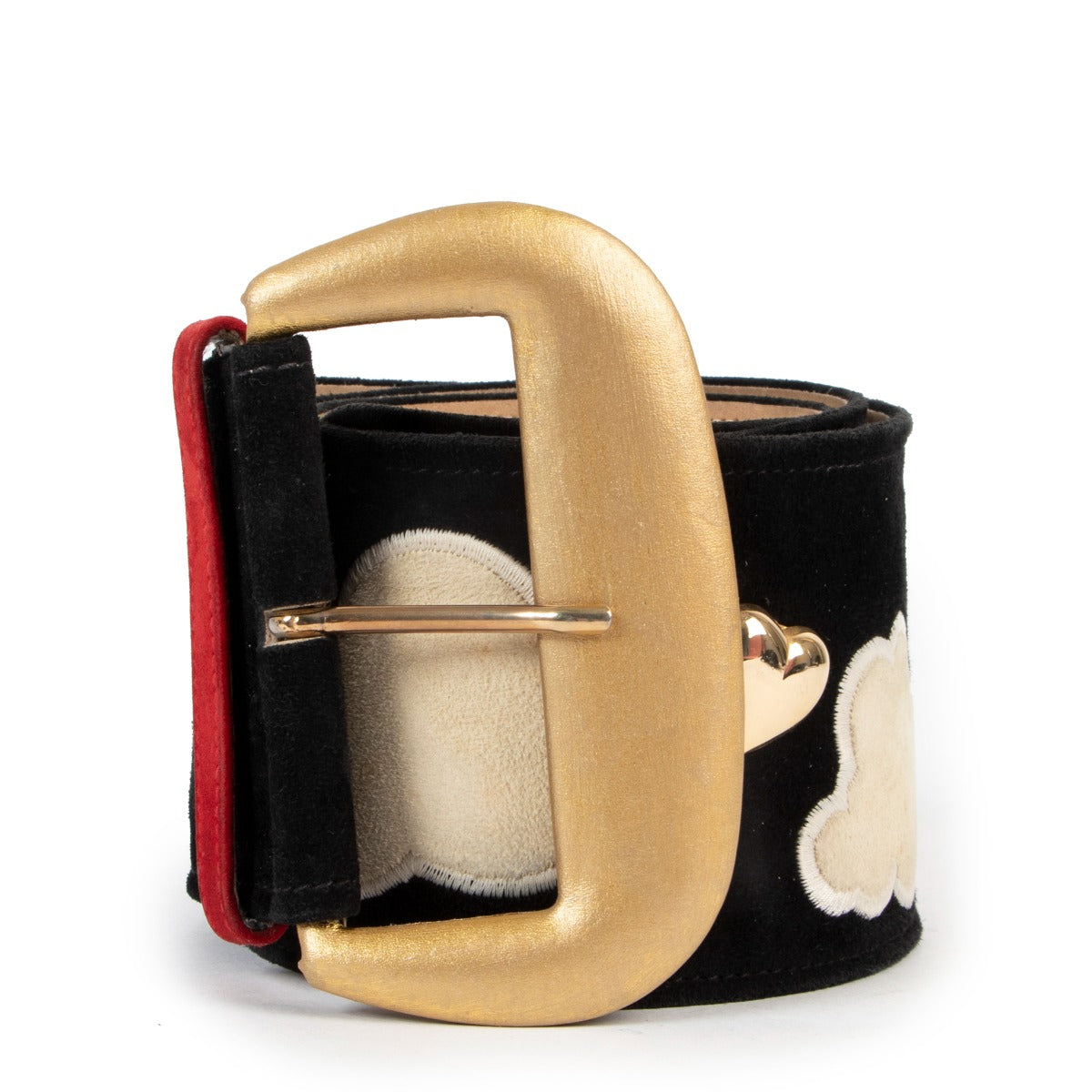Buy online an authentic second hand Moschino black suède belt in good condition at Labellov Antwerp.