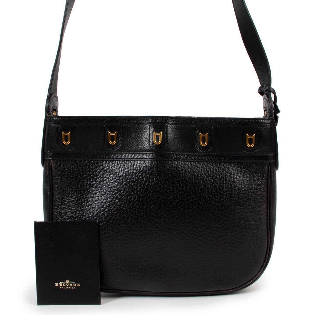 Shop safe online at Labellov in Antwerp this 100% authentic second hand Delvaux Black Leather Crossbody Bag